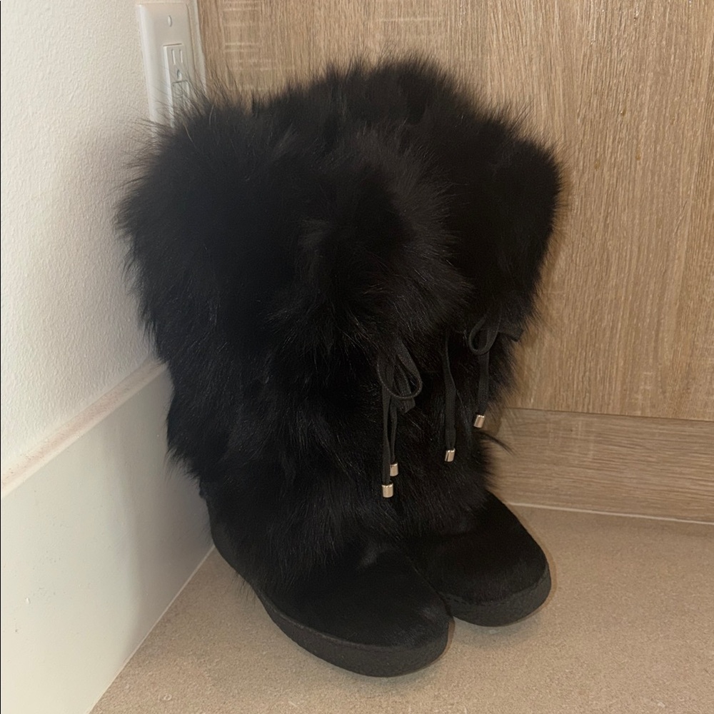 Melinda Cavallino Gorsuch Fur Lace-Up Winter Boots